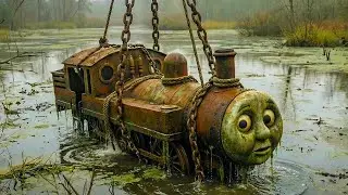 ASMR Car Restoration &ndash; Abandoned Thomas Train Found in Swamp