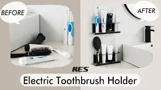A wall-mounted electric toothbrush holder keeps your countertop fresh and clean! | KES