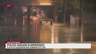 Cars submerged after flash flooding in Kansas City