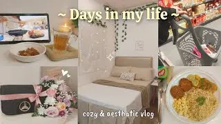 Daily vlog 🎀✨️ cozy room makeover being productive, grocery ,organizing| aesthetic vlog 