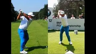 Francesco Molinari golf swing Driver (face-on & down-the-line) BMW PGA Wentworth, May 2018.