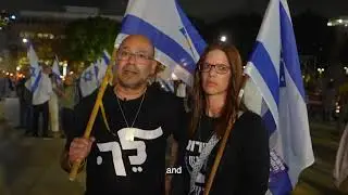 Thousands protest against Gaza strikes at Habima Square in Tel Aviv