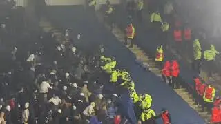 Legia Warsaw fans batting Police at King Power