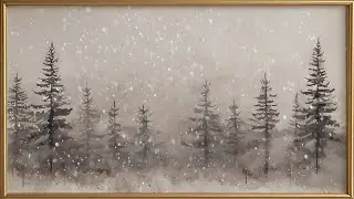 Snowfall Through a Winter Pine Forest in 4K | 6 Hours | Moody Ambient Forest Art Screensaver