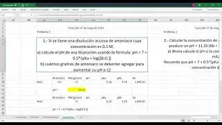 Utilizaci&oacute;n de Excel para resolver problemas de pH de bases d&eacute;biles (caso particular, Amoniaco)