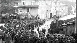 French 32nd Division troops detrain at Gievres during World War I HD Stock Footage