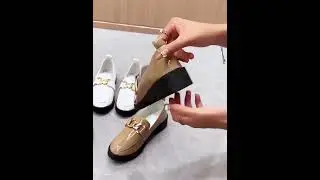 Women's Classic Glossy Red Penny Loafers with Metallic Buckle Accents - Slip-On Synthetic Cover 