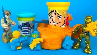 STARWARS PLAY DOH Can Heads Luke Skywalker and R2D2 robot - start wars spaceship toys