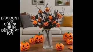 1/2pcs Halloween Branches Artificial Pumpkin Maple Leaf Stem Flowers Halloween Party Decoration For