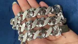 925 Solid Sterling Silver Diamond Dust Miami Cuban Infinity Curb Link Chain Necklace #glazeddiamond
