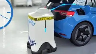 Autonomous mobile robot can ferry battery packs to charge any vehicle in a parki  1080p