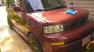 Scion xB exterior wash clay bar & wax (time-lapse) | Lenin's World #scionxb #deathbx