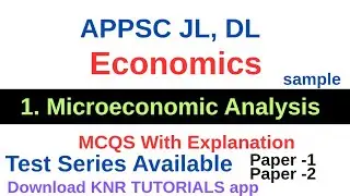 Appsc JL, DL Economics Mcqs Micro Economic Analysis #Appsc #JL #DL #Economics #mcqs