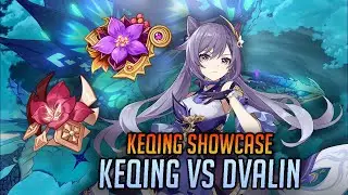Keqing artifact build showcase | keqing vs level 90 dvalin | Genshin Impact