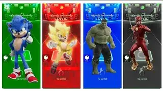 Sonic vs Super Sonic vs Hulk vs Flash | Ultimate Tiles Hop Battle