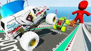 Epic High-Speed Monster Trucks Crazy Jumps & Crashes in BeamNG.drive #009