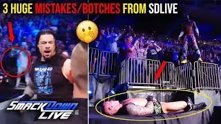 3 Huge BOTCHES/MISTAKES At Smackdown - FAKE WWE Fan Roman/Rowan Brawl! Kofi Kingston Leg Drop!