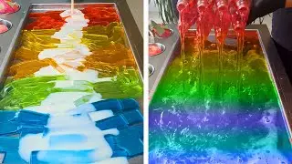 Satisfying ICE Cream #77 🌈 Top ColorFul Rainbow Jelly with ColorFul Drink