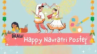How to draw Easy Navratri poster? #navratri #easyposterdrawing #navratriposter #navratridrawing
