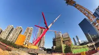 今天900吨全配重加超起，80米超远跨距吊亭子！#生活 #半挂车 #卡车司机