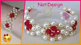 PULSERA DE ESTILO PERLAS Y CRISTALES- BRACELET WITH PEARLS AND CRYSTALS STYLE