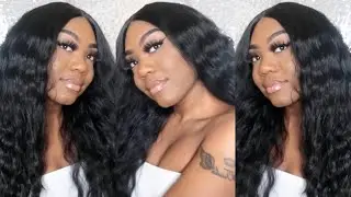 Janet Collection Extended Part Deep Athena Swiss Lace Front Wig | 1B-Amazon