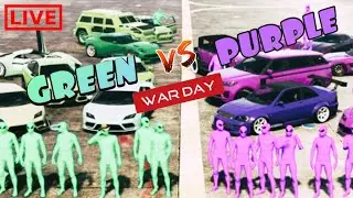 CRAZY BATTLE AT LOS SANTOS AIRPORT!! GTA 5 PURPLE VS GREEN ALIEN MAY 15 WAR!