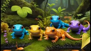 Five Little Salamanders Wiggle Wiggle Wiggle | Cute Nature Song & Counting Rhyme