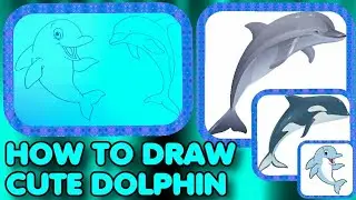 How to draw cute dolphin - simple & easy drawing for kids - innocent animal nice beautiful - Art 360