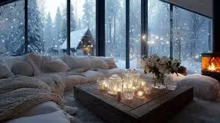 🌻❄️ Peaceful Winter Piano Lounge for Meditation, Study & Work | Relaxing Snow & Candlelight 3 Hours