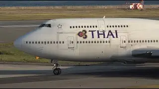 Thai Airways Boeing 747-400 HS-TGF Takeoff from KIX 24L