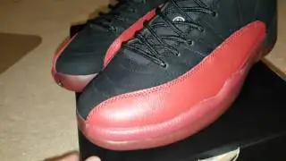 Unauthorized Authentic Air Jordan 12 Retro Bred Black Red Suede