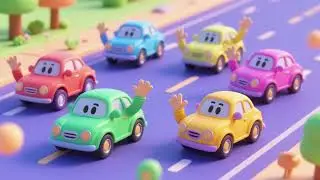 Sechs kleine Autos winken Hallo 🚗👋😊 | Z&auml;hl-Lied & Fahrzeugspa&szlig; f&uuml;r Kinder