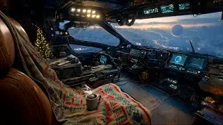 Cozy Spaceship Cockpit 🚀 Winter Twilight Ambience with Coffee & Snow | Focus & Relax
