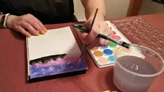 ASMR left-handed watercolour with a bit of scissors