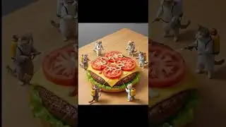 Wait for the end... What are these CATS cooking?! 🙀🍔#Cats #Burger #Foodie #Cooking #Construction