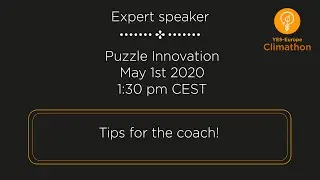 YES-Europe Climathon Expert keynote - Puzzle Innovation: tips for the coach! May 1st 2020