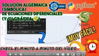 🐍 Resolver Ecuaciones Diferenciales Algebraica (Simbólica) | Graficar la solución | Sympy | Lambdify
