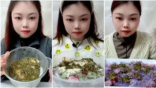 ASMR ice eating with passion fruit and milk powder 