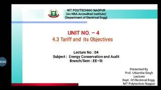 ECA(22525): Lecture 04 - 4.3 Tariff and its Objectives