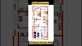 35 X 65 House Plan || 35 by 65 Home Plan || Single story design With Car Parking,3bhk#shorts