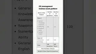CIL management trainee exam pattern/ coal India Limited mangament trainee exam pattern 2024