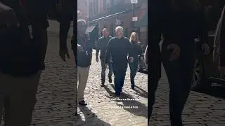 Jennifer Aniston protected by Bodyguards and Film Crew while filming The Morning Show in New York