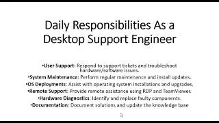 Day-to-Day Activities of a Desktop Support Engineer | Key Responsibilities & Routine Tasks
