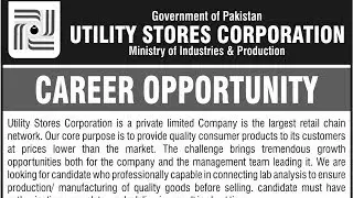 Utility Stores Corporation Limited Job 2019 | Pakistan Jobs Update