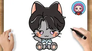 Draw Hello Kitty x Jinu Saja Easy | Kpop Demon Hunters Step by Step