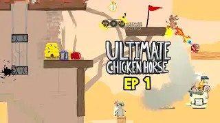 Ultimate Chicken Horse Let's Play Part 1! Multiplayer Gameplay, PC Funny Moments Ep 1, Party Mode