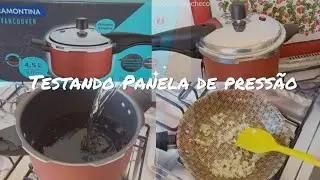 TESTANDO PANELA DE PRESSÃO TRAMONTINA VANCOUVER cozinhando feijão