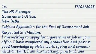 Job Application for Government Job | Simple Application Letter in English | Handwritten Format
