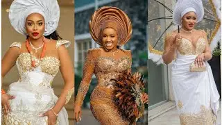 2022-2023 African Traditional Asoebi Outfits in White & Gold Colours |Nigerian Ladies Asoebi Styles